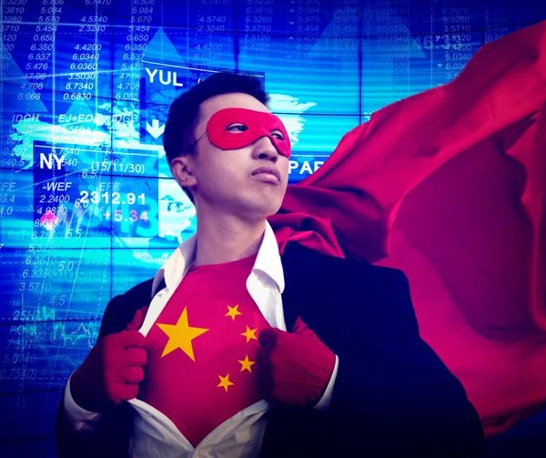 Superhero Businessman Chinese — Stock Photo, Image