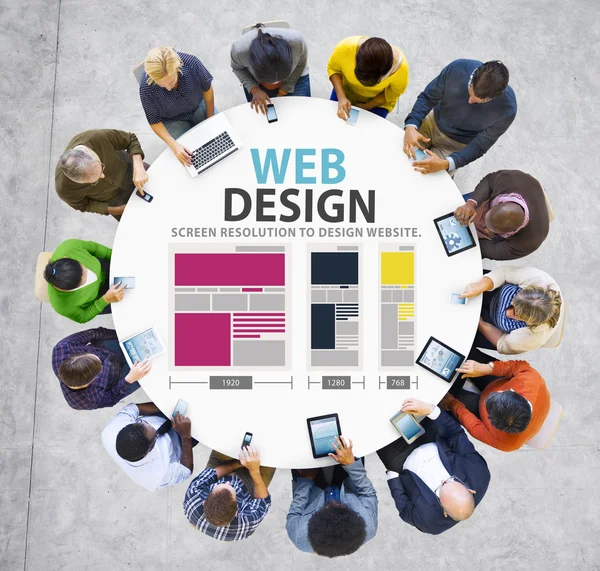 Различные люди и концепция веб-дизайна — стоковое фото