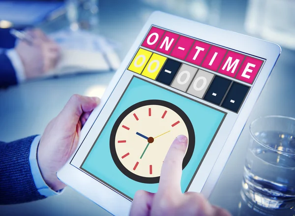 Man using digital tablet  On Time Concept — Stock Photo, Image