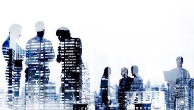 İş adamları ve Cityscape kavramı