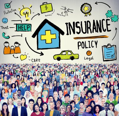 Diverse people and Insurance Policy clipart