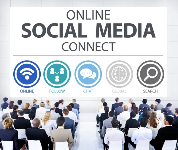 Emberek Online szociális média szeminárium — Stock Fotó
