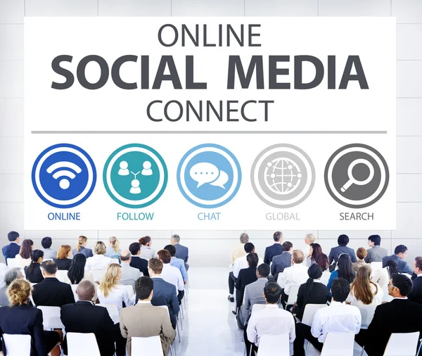 Persone al seminario sui social media online — Foto Stock