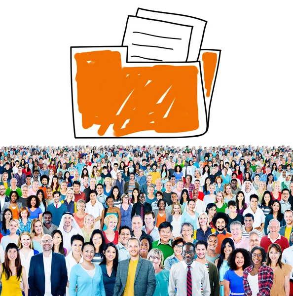 Diverse people and Folder Data — Stock Photo, Image