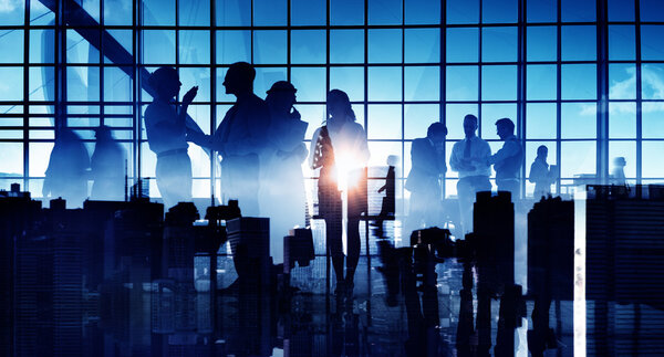 Corporate and Business Concept, business group Silhouettes