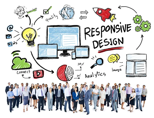 Olika människor och Responsive Design — Stockfoto