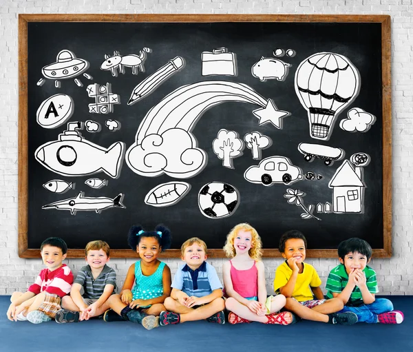 Diversity Children Sitting together — Stock Photo, Image