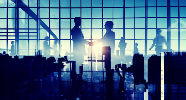 Corporate and Business Concept, business group Silhouettes