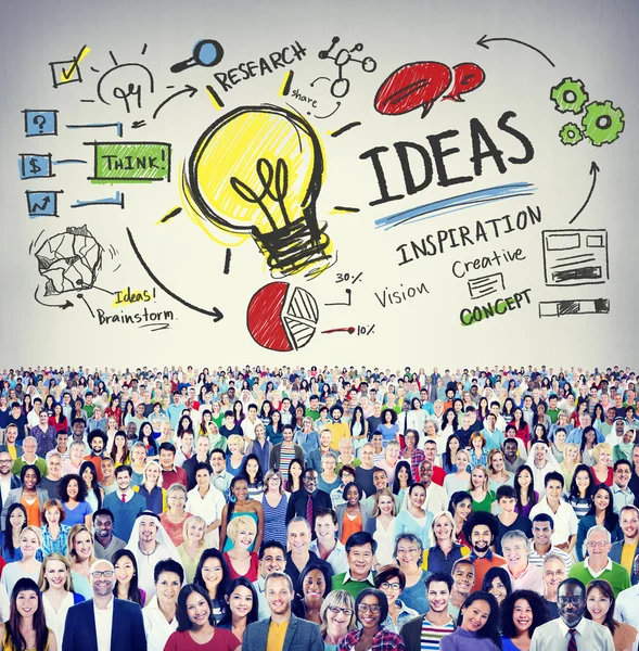 Diversas personas e ideas Concepto de innovación — Foto de Stock