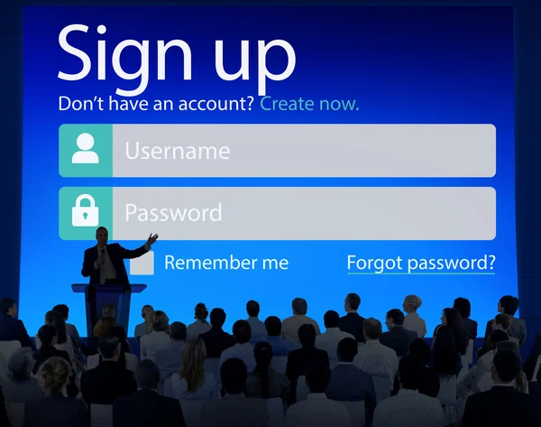 People at seminar about Sign Up — 图库照片