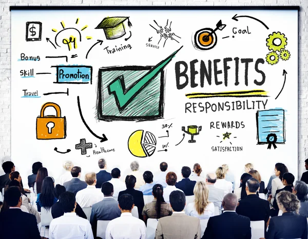 People at seminar about Benefits Gain — Stock Photo, Image