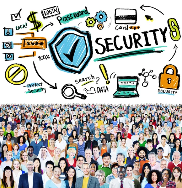 Persone diverse e concetto di sicurezza — Foto Stock