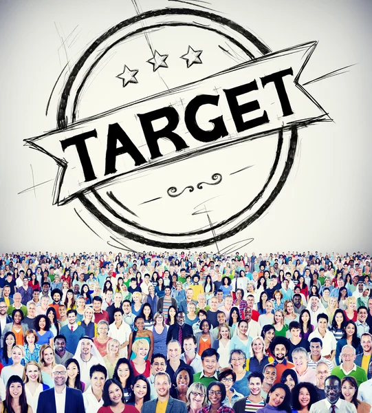 Diverse people and Target — Stock Photo, Image