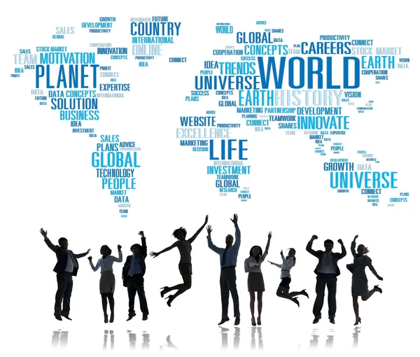 Group of Business People and World Globalization Concept — Stock Photo, Image