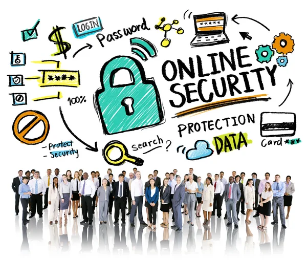 Persone diverse e sicurezza online — Foto Stock