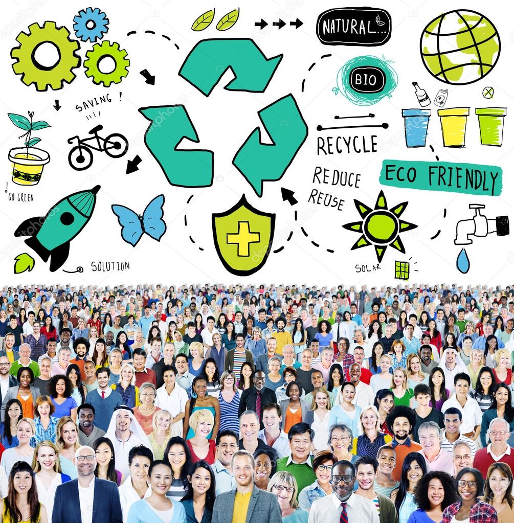 Diverse people and Recycle Concept