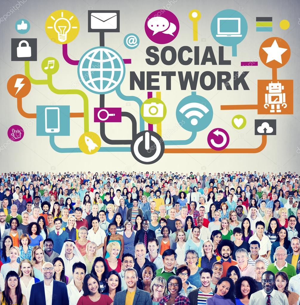 Diverse people and Social Network Concept