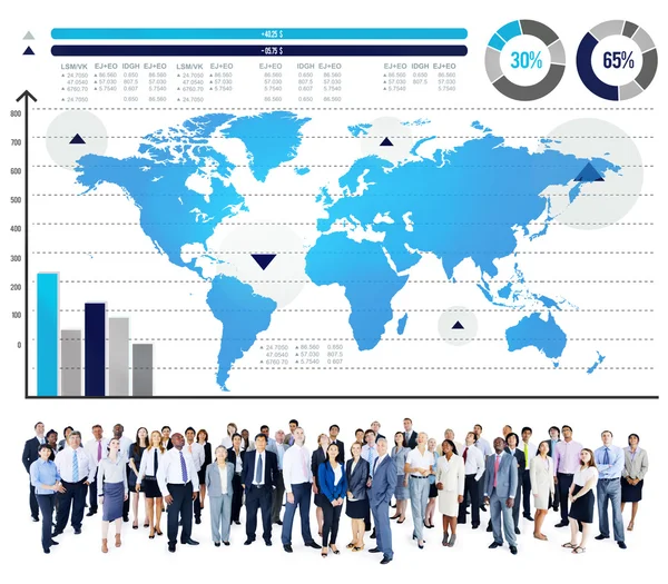 Persone e Global Business Graph — Foto Stock