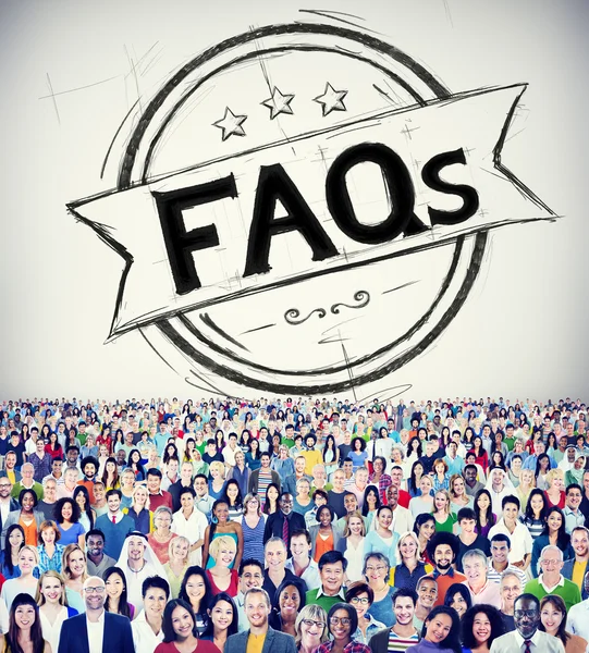 Diverses personnes et Faq Concept — Photo