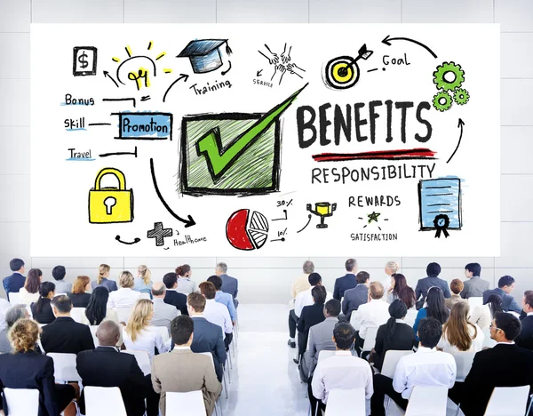 People at seminar about Benefits Gain — Stock Photo, Image