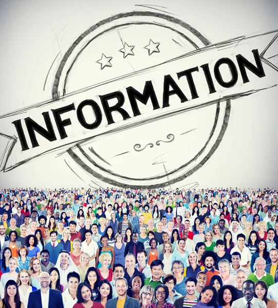 Pessoas diversas e conceito de informação — Fotografia de Stock