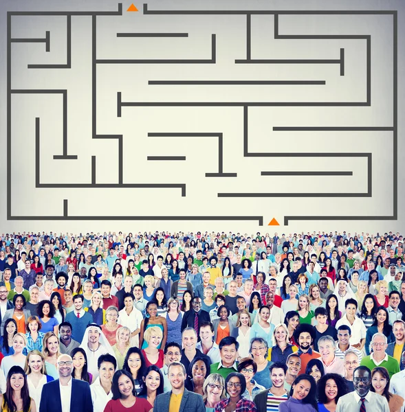 Diverse people and Maze — Stock Photo, Image