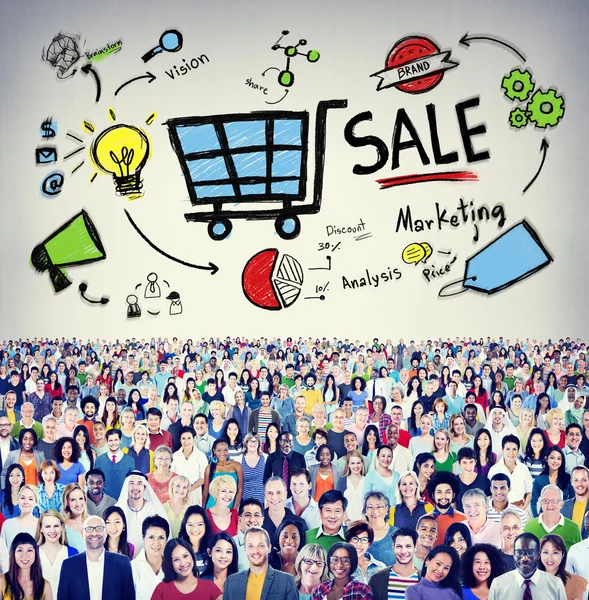 Diverses personnes et marketing de vente — Photo