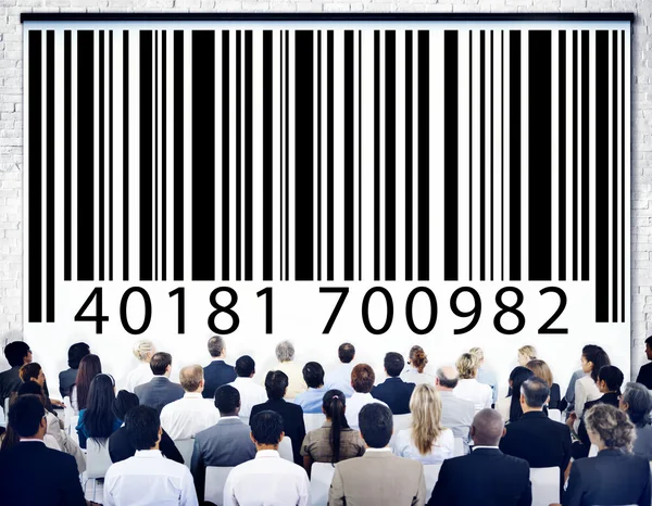 Άνθρωποι στο σεμινάριο σχετικά με bar code — Φωτογραφία Αρχείου