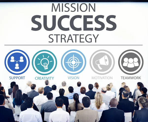 Mensen op seminar over missie succes — Stockfoto