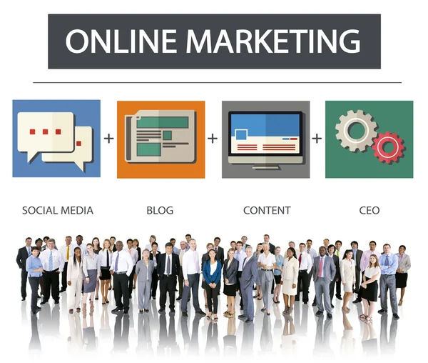 Diversas personas y marketing online — Foto de Stock