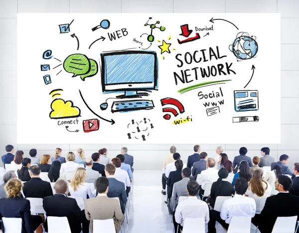 Mensen op seminar over sociale netwerk — Stockfoto