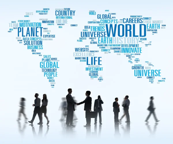 Group of Business People and World Globalization Concept — Stock Photo, Image