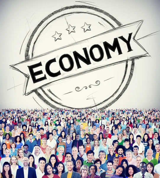 Sokszínű emberek és a gazdaság koncepció — Stock Fotó