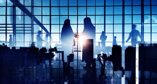 Corporate and Business Concept, professional business workers Silhouettes