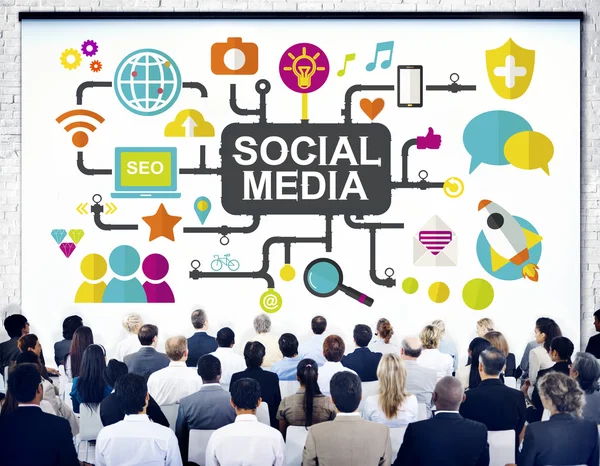 Människor på seminarium om sociala medier — Stockfoto