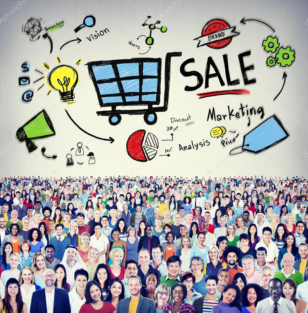 Diverse people and Sale Marketing