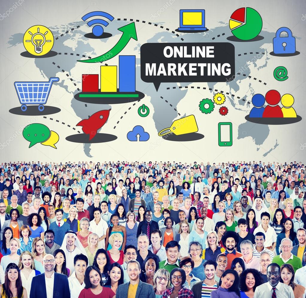 Diverse people and Online Marketing