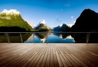 Milford Sound New Zealand Travel Destination Concept  clipart