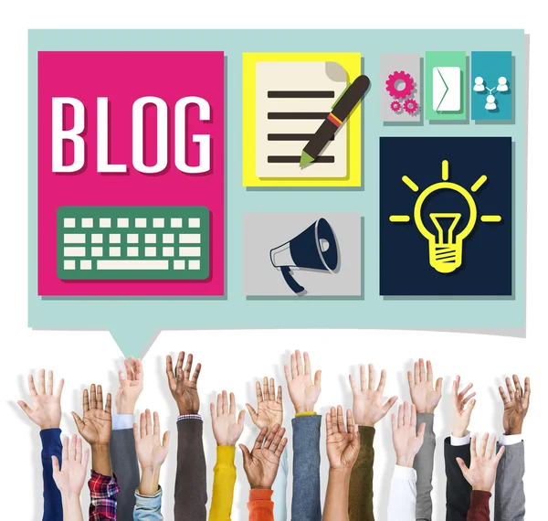 Blog Weblog Media Online Messaging notities Concept — Stockfoto