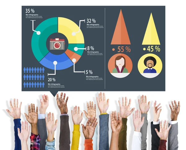 Análise Analítica de Marketing Gráfico de Compartilhamento Diagrama — Fotografia de Stock