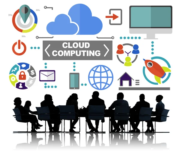 Conceito de computação em nuvem de comunicações — Fotografia de Stock