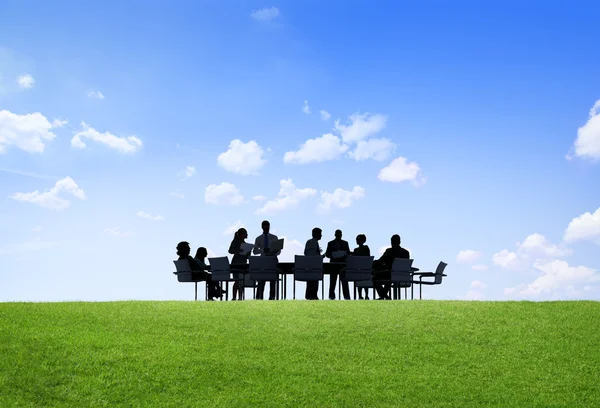 Silhouettes of Business People — Stock Photo, Image