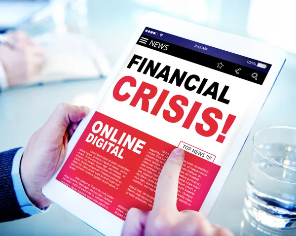 Digitális online hírek főcím pénzügyi válság fogalma — Stock Fotó