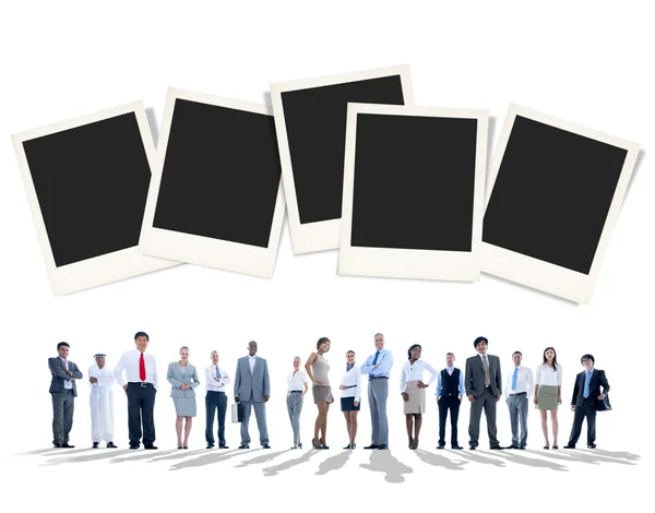 Business People con Polaroid Papers Concept — Foto Stock