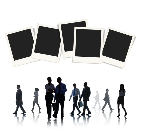 Business People con Polaroid Papers Concept — Foto Stock