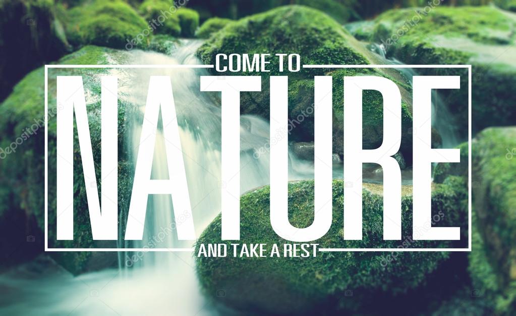 word Nature on water background