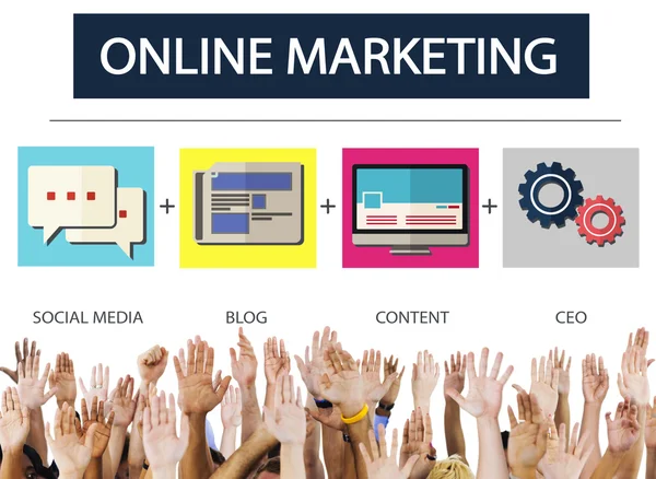 Marketing en línea Estrategia de contenido empresarial Concepto de objetivo — Foto de Stock