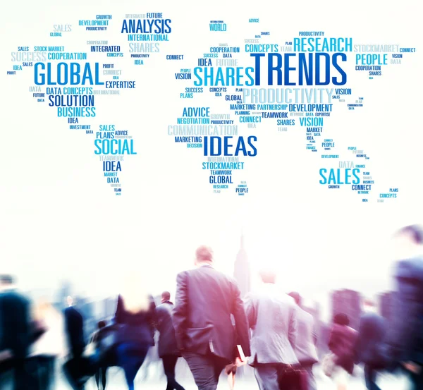 Business people and Global Shares Trends — Stock Photo, Image