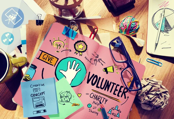 Volontariato carità Aiuto Condivisione Dare Donare Concetto di assistenza — Foto Stock