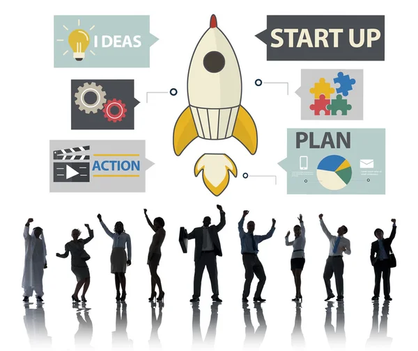 Groep van mensen en opstarten innovatieconcept — Stockfoto
